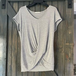 Gray knit blouse
